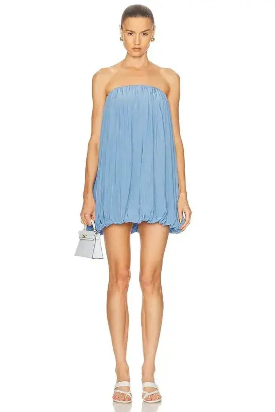 A.L.C. Strapless Bubble Mini Dress in Light Blue